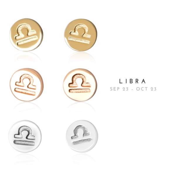 Sterling Silver LIBRA Earrings Rose Gold Plated - Picture 3 of 3